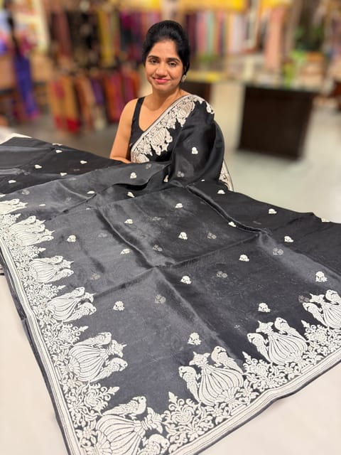 Black Organza Saree with Embroidery