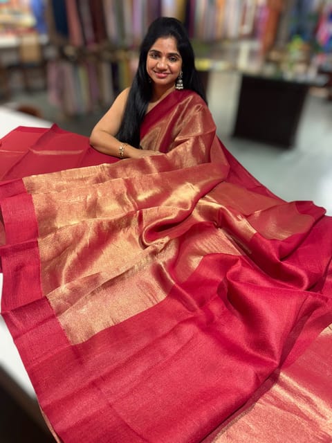 Maroon Banarasi Tissue Saree