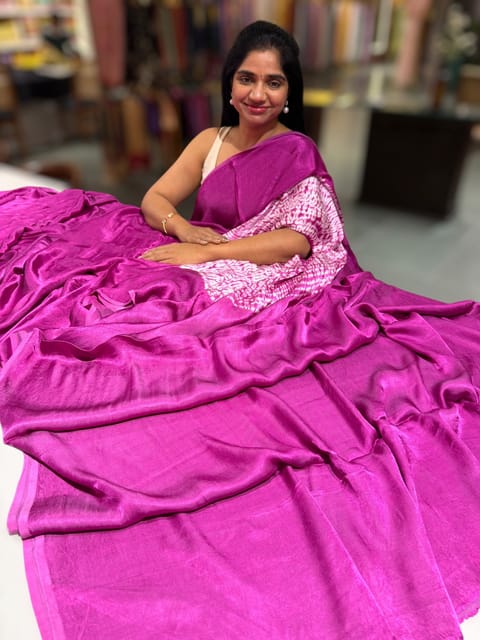 Magenta Gajji Silk Saree with Bandhini Circular Pallu