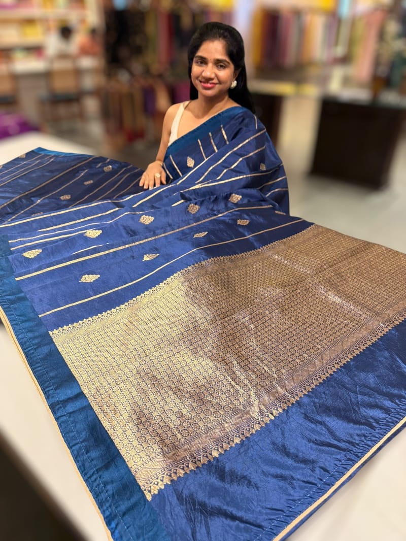 Navy Blue Banarasi Silk Saree SS50534