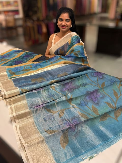 Pure Handloom Printed Silk Kota Saree
