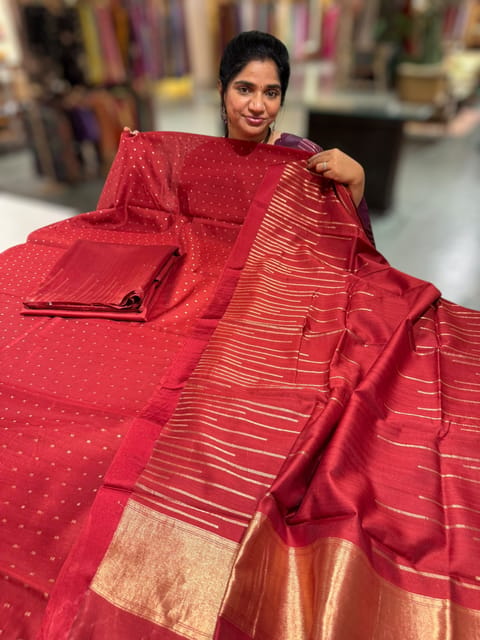 Brick Red Banarasi Chiniya Silk Suit Set