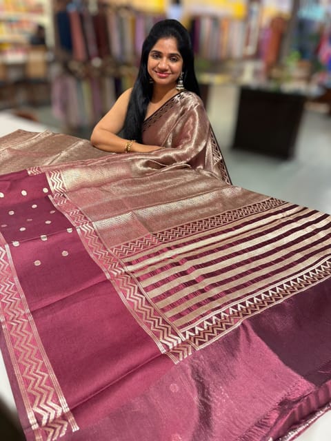 Brown Banarasi Brocade Silk Saree