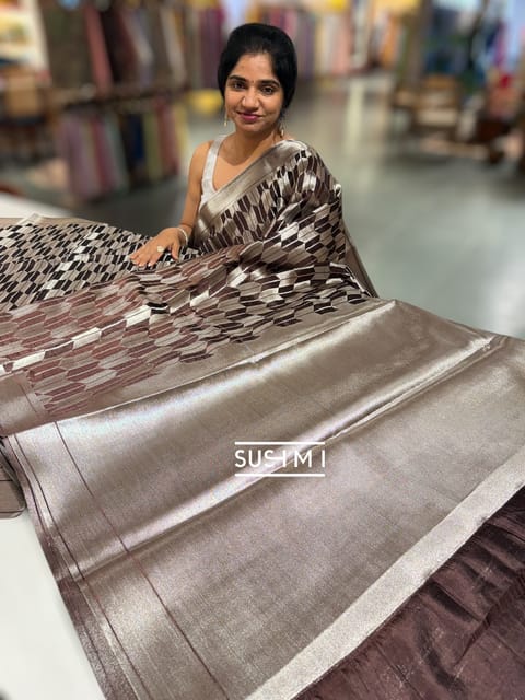 Coffee Brown Banarasi Chinia Brocade Saree