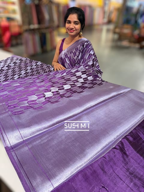 Purple Banarasi Chinia Brocade Saree