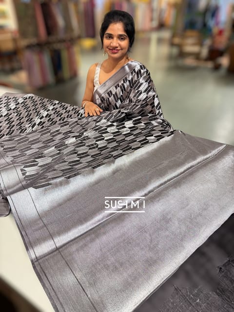 Black Banarasi Chinia Brocade Saree