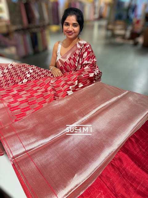 Red Banarasi Chinia Brocade Saree