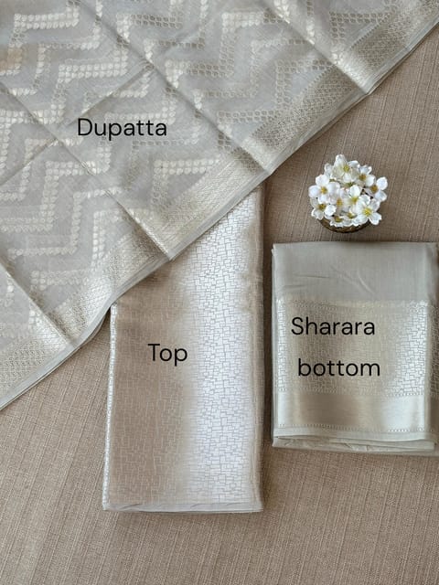Earthy Banarasi Mul Silk Brocade Sharara Suit Set