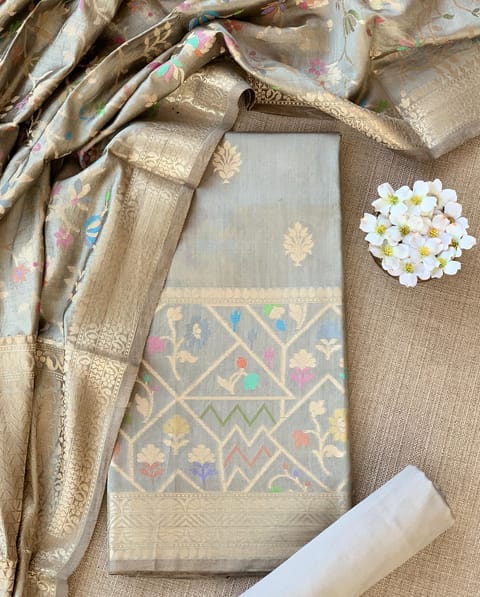 Earthy Tone Banarasi Chiniya Silk Suit Set