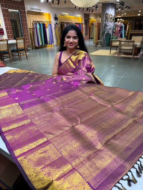 Purple Vaira Voosi Vintage Kanjeevaram Saree