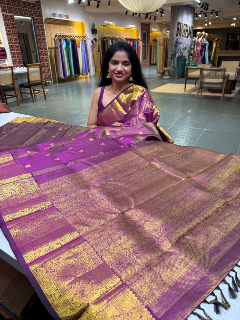 Purple Vaira Voosi Vintage Kanjeevaram Saree
