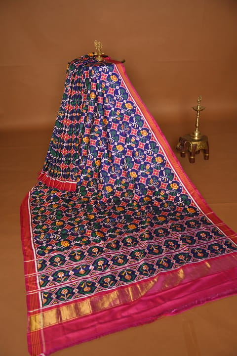 Royal Blue Double Ikkath Patan Patola Saree