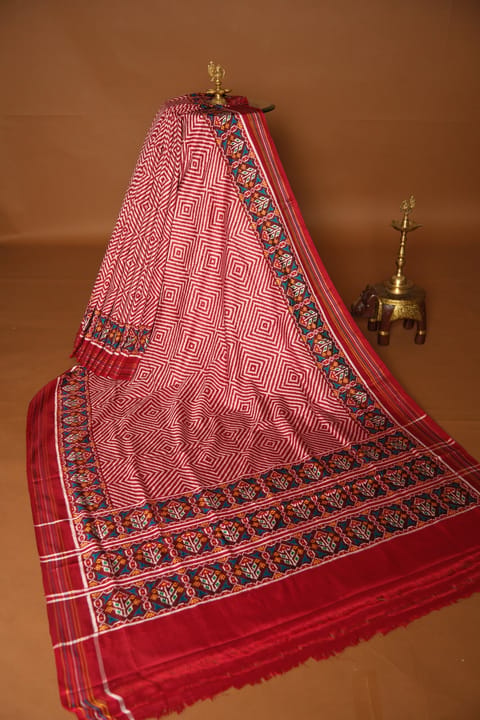 Red Double Ikkath Patan Patola Saree