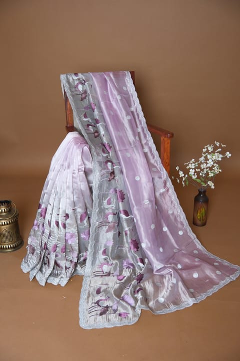 Ombre Dyed Banarasi Tissue Saree with Embroidery