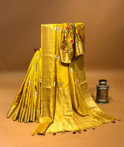 Mustard Designer Kanchi Soft Drape Saree