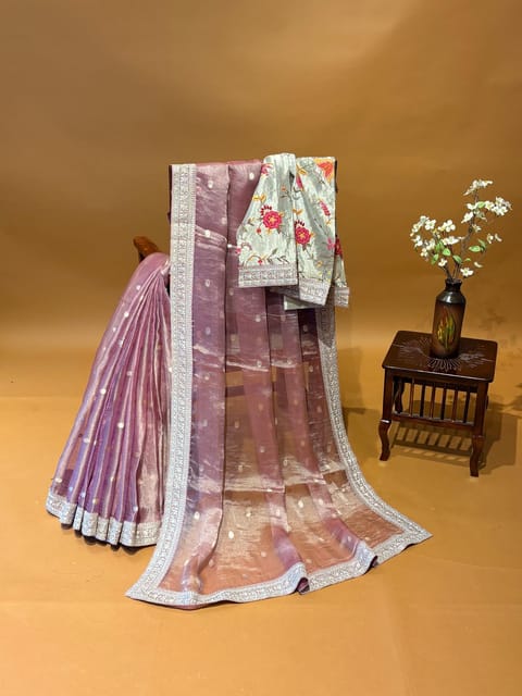 Mauve Banarasi Tissue Saree