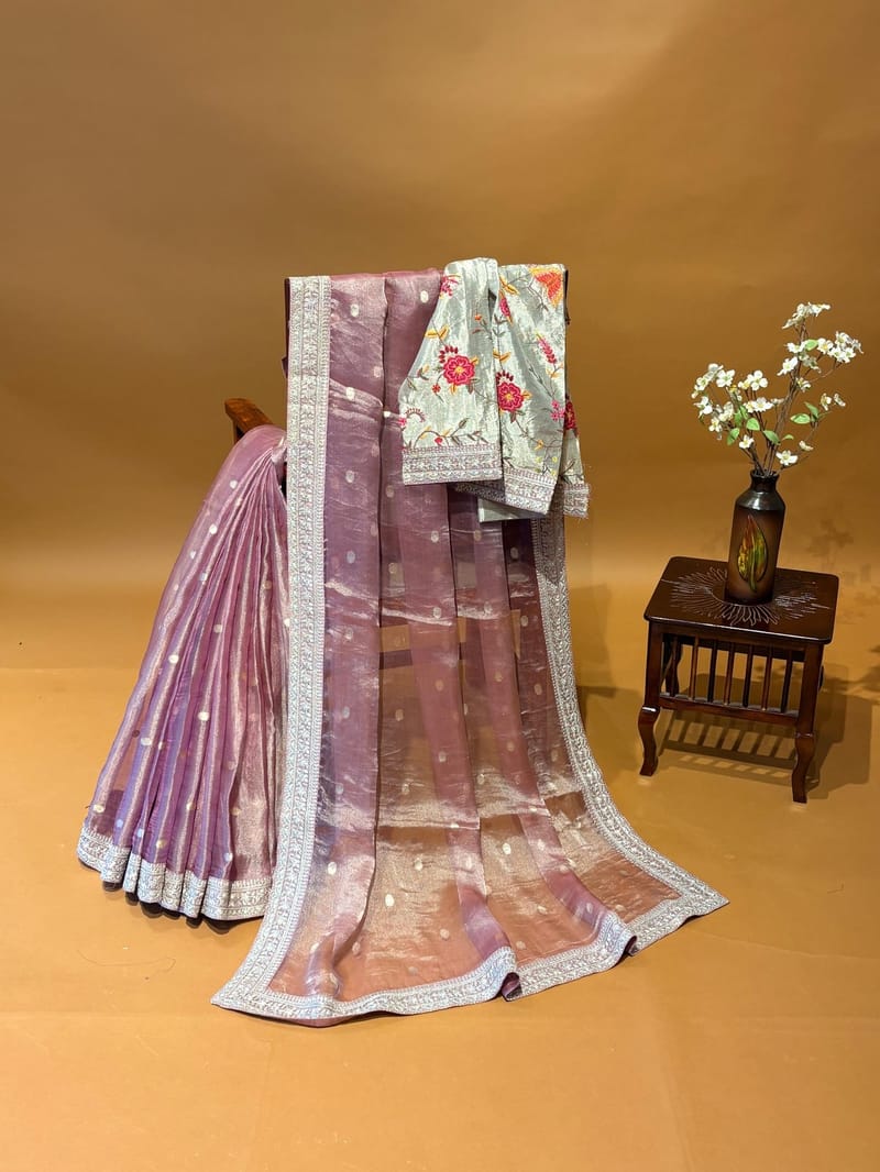 Mauve Banarasi Tissue Saree