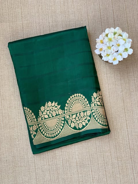 Bottle Green Banarasi Silk Saree