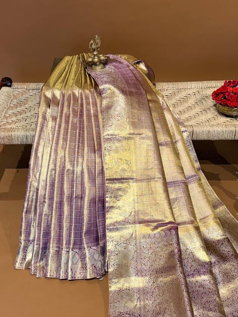 Purple Twill Tissue Kanjeevaram Saree