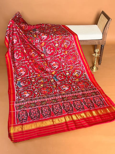 Pure Handloom Single Ikat Patan Patola Saree