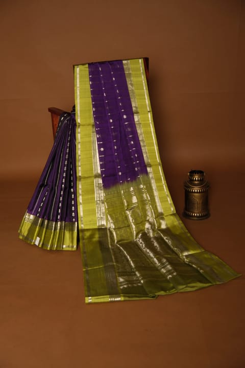 Purple and Green Pure Handloom Venkatagiri Saree