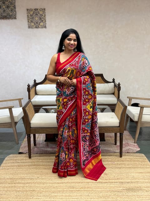 Multi Colour and 8-Figure Twill Patola Saree