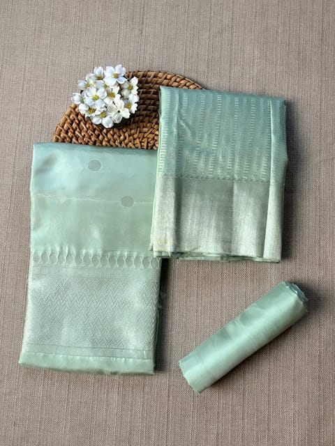 Mint Green Kanjeevaram Silk 3-Piece Suit Set