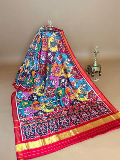 Multi Colour and 8-Figure Twill Patola Saree
