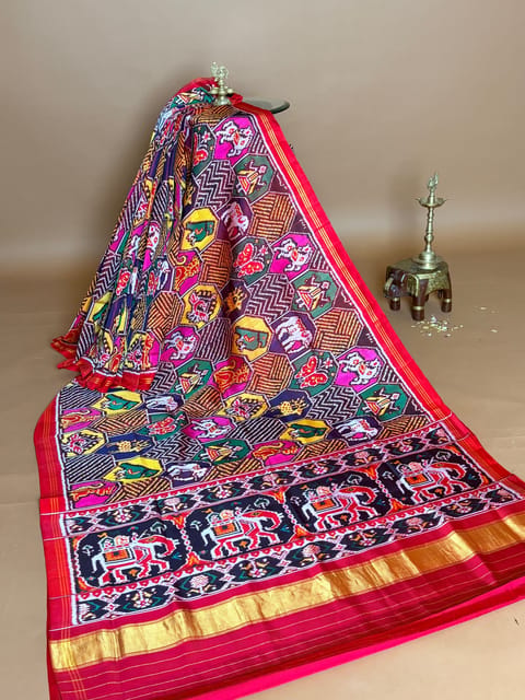 Multi Colour and 8-Figure Twill Patola Saree