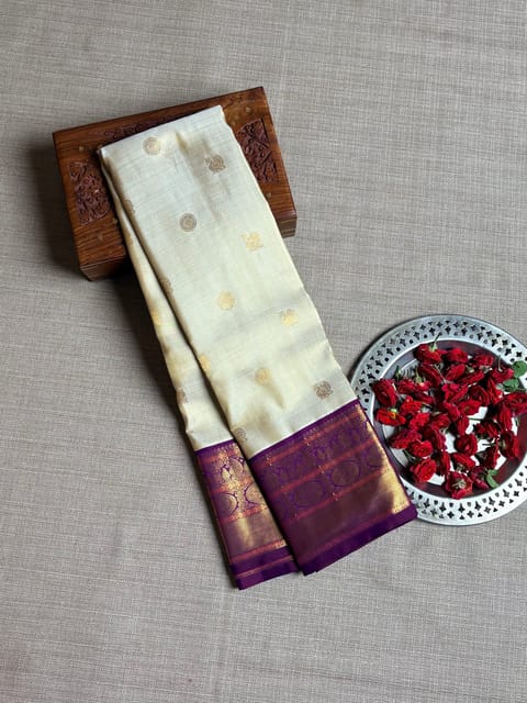 Vanilla & Purple Vintage Kanjeevaram Saree