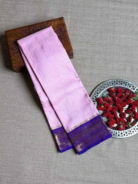 Babypink & Bluish Purple Vaira Oosi Vintage Kanjeevaram Saree