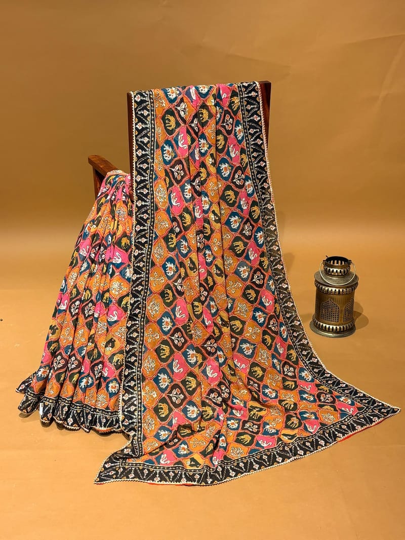 Pure Georgette Saree with Patola Inspired Print and Pita Highlighting Allover