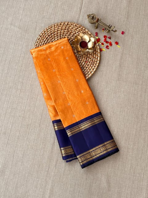 Orange Gadwal Kanchi Tissue Saree with Silk Gap Bordrers