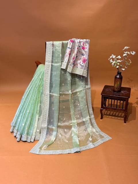 Apple Green Banarasi Tissue