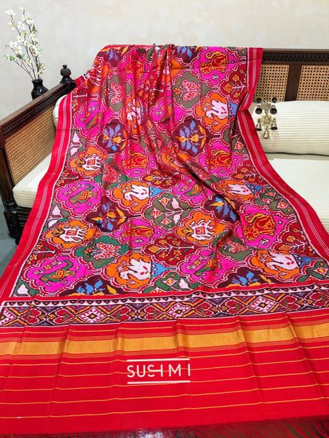 Multi Colour and Multi Figure Pure Handloom Patan Patola Dupatta