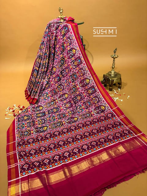 Grape Wine Double Ikkath Patan Patola Saree