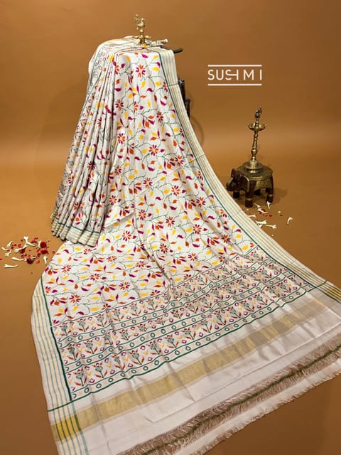 Ivory Double Ikkath Patan Patola Saree