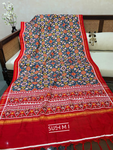 Pure Handloom Double Ikkath Dupatta with Navratan Design
