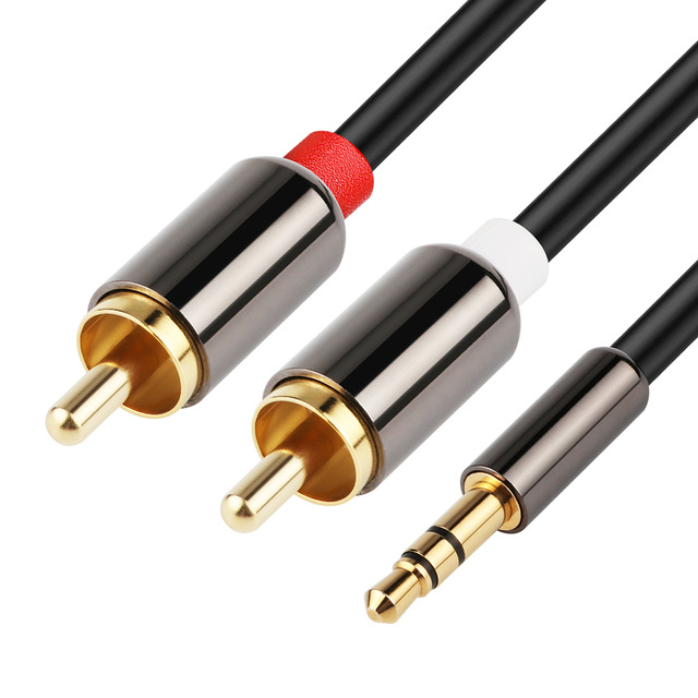 Cavo Audio AUX 3.5 Mm Maschio A 2 RCA Maschio – 16 Piedi (circa 4,8 Metri) – Yellowprice