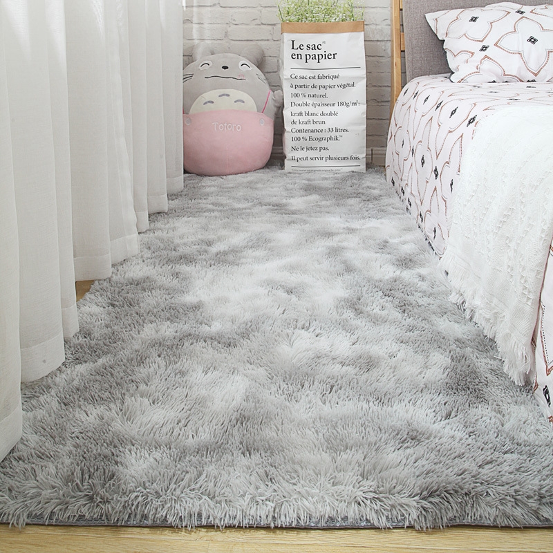 BJ HOGAR - Bajada De Cama Peluda Alfombra Gris Claro Jaspeado