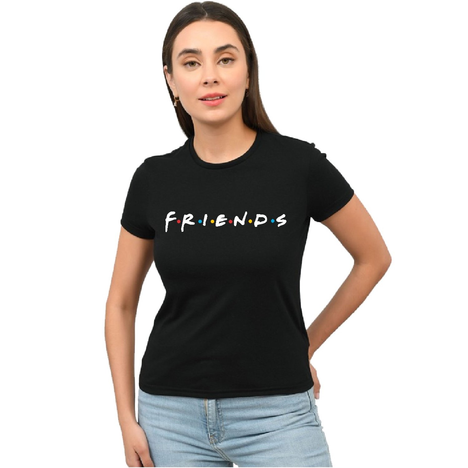 MDC Mdc Polera de Mujer Manga Corta Cuello Polo Friends Negro falabella