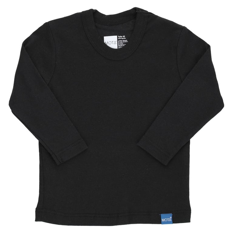 Camiseta Algodon Manga Larga Negro 4
