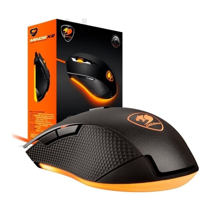 Mouse Gaming Cougar MINOS X2 Con Sensore Ottico ADNS-3050, 4000 DPI Regolabili, 6 Livelli, Cavo 1.8m, Incluso Tappetino Speed XC