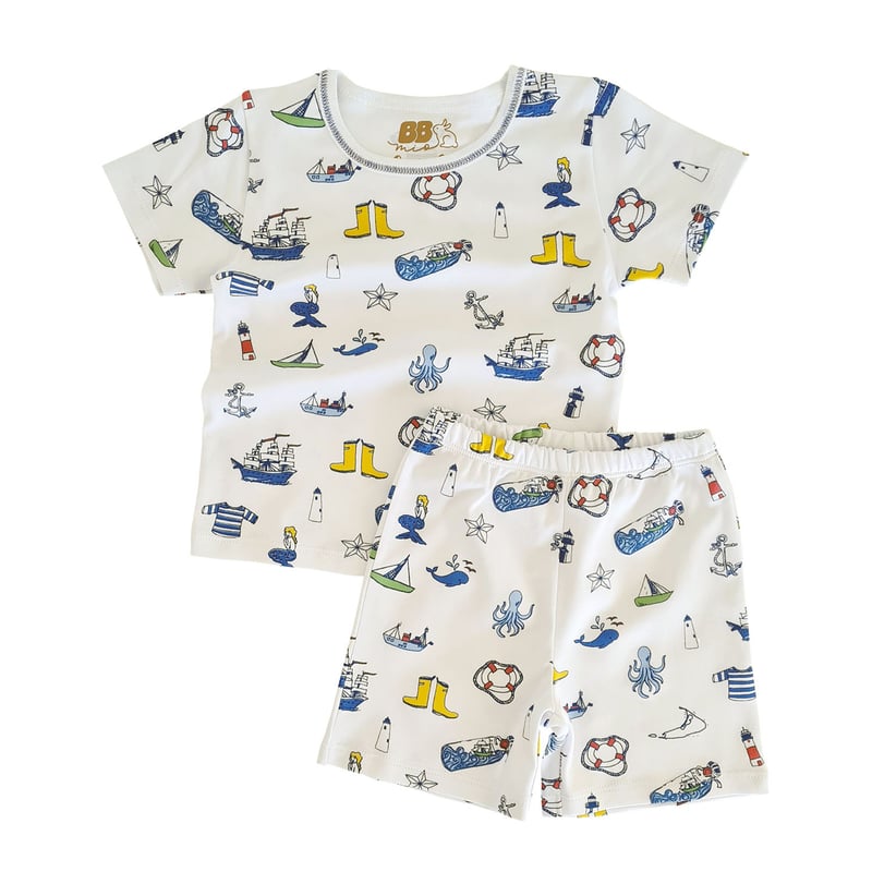GENERICO - PIJAMA CON ESTAMPADO DE MAR  MANGA CORTA