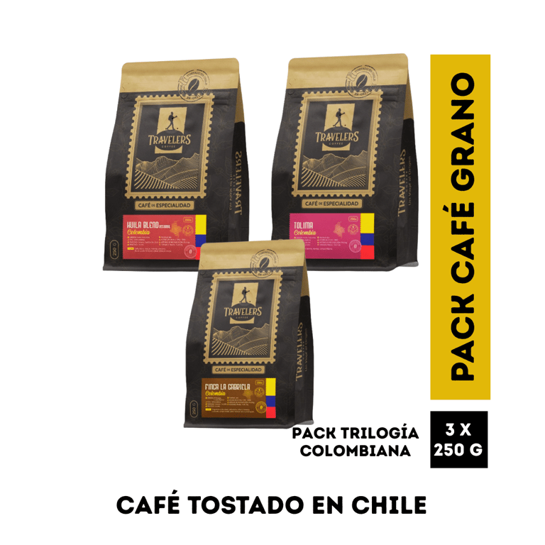 TRAVELERS COFFEE Packs Café Trilogía de Colombia en grano 250g C/U ...