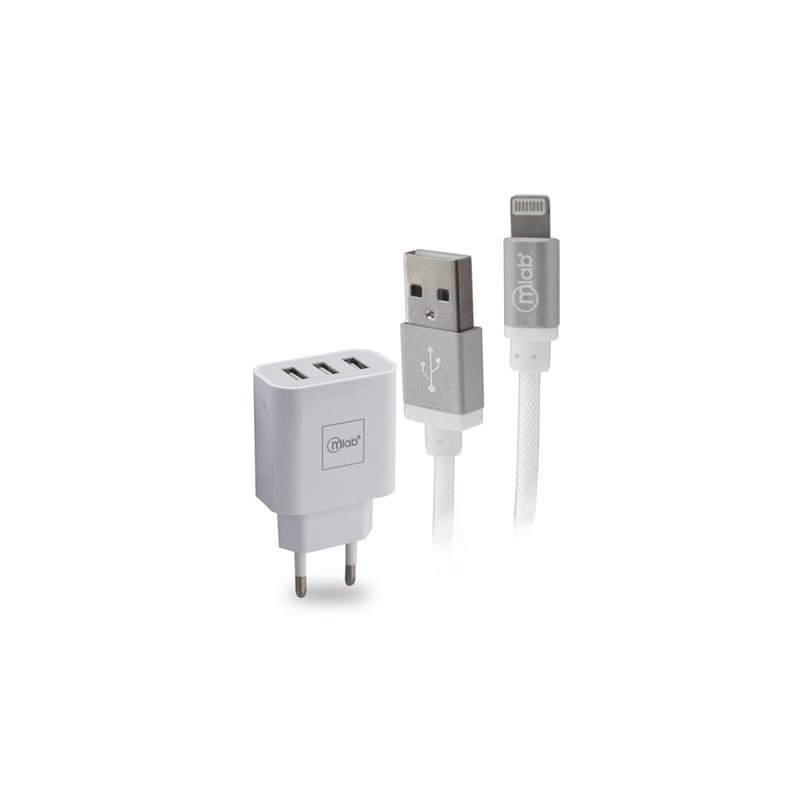 MLAB Kit Accs 2 En 1 Cable App 220V 3 Usb | falabella.com