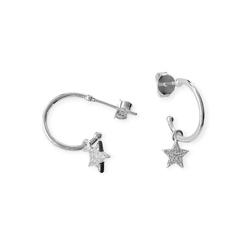 Pendientes Media Luna Oro 9kts MondePetit Pendientes Niña Oro 9kts Media Luna Con Circonitas - Estuche Regalo, Certificado, Mondepetit Pendientes Oro Ley Certificado Garantía