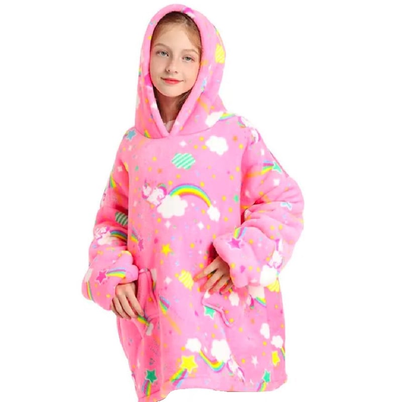Sudadera Con Capucha De Unicornio Para Niñas - Tamaño Grande, Tejido De Franela Con Forro Sherpa, Suave Y Cálida