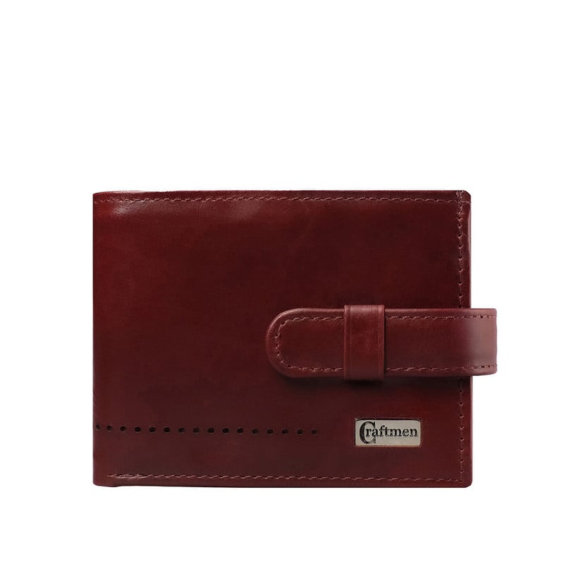 CRAFTMEN Billetera de hombre cuero natural Vinotinto Craftmen falabella