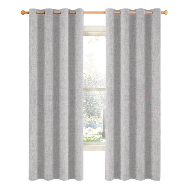 CASATUA - Cortina Blackout 100% 2 Paños Textura Lino - Gris